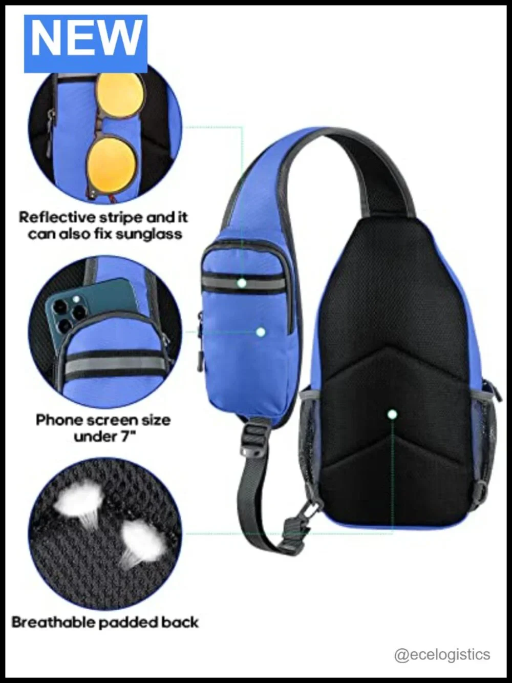 Crossbody Sling Backpack Travel Hiking Daypack with Adjustable Strap